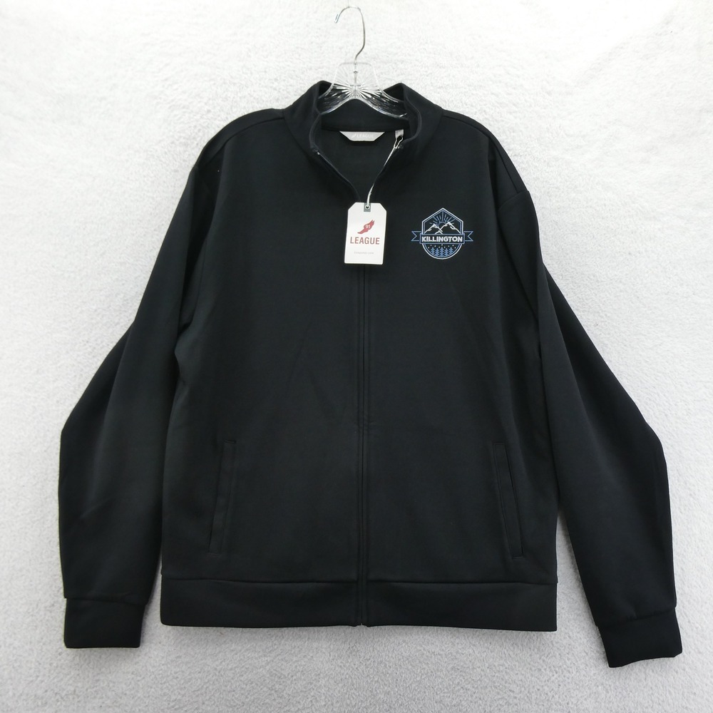 League Full Zip Jacket Mens Large Killington Black Track Mock Neck Poly‎ Blend
